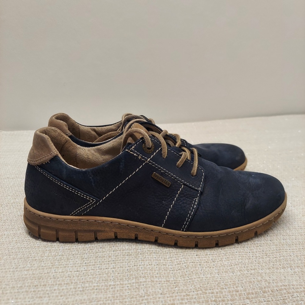Josef Seibel TopDryTex Navy Blue Leather Lace Up Oxfords Shoes EU 39 46884
